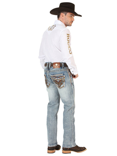 Centenario Men's Premium Denim Boot Cut Pants - Dark Blue 45530 - Diana Zapateria Inc