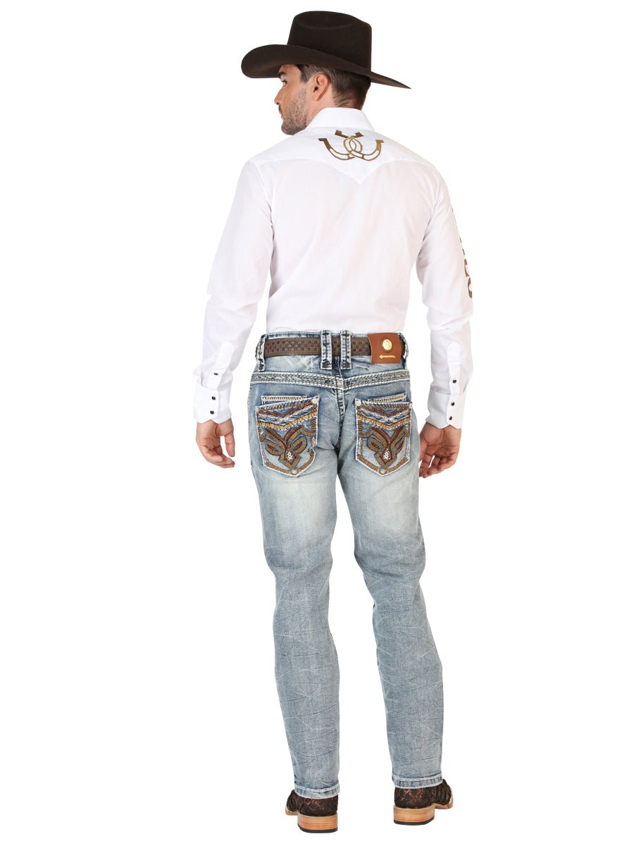 Centenario Men's Premium Denim Boot Cut Pants - Dark Blue 45530 - Diana Zapateria Inc