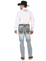 Centenario Men's Premium Denim Boot Cut Pants - Dark Blue 45530 - Diana Zapateria Inc