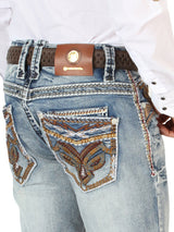 Centenario Men's Premium Denim Boot Cut Pants - Dark Blue 45530 - Diana Zapateria Inc