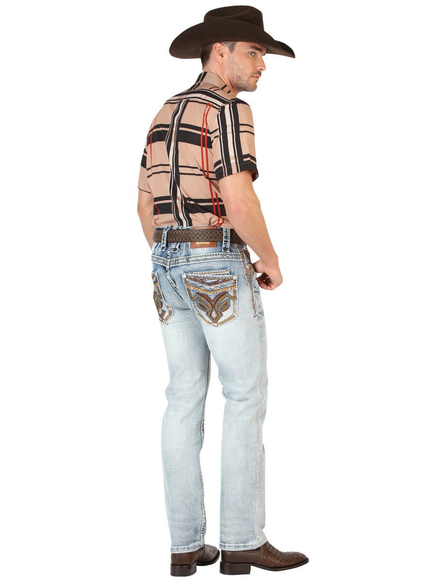 Centenario Men's Premium Denim Boot Cut Pants - Light Blue 45531 - Diana Zapateria Inc