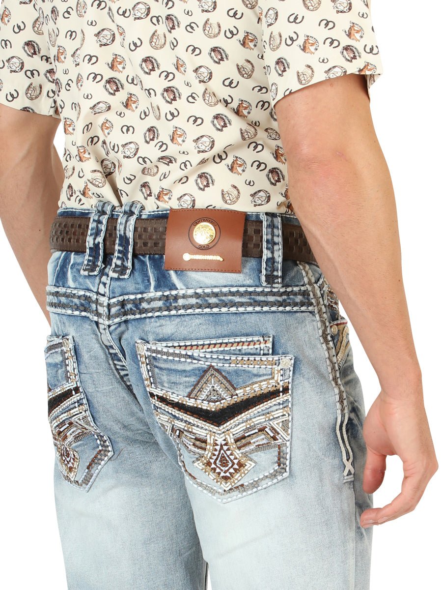 Centenario Men's Premium Denim Boot Cut Pants - Medium Blue 45533 - Diana Zapateria Inc