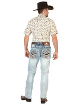 Centenario Men's Premium Denim Boot Cut Pants - Medium Blue 45533 - Diana Zapateria Inc