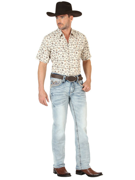 Centenario Men's Premium Denim Boot Cut Pants - Medium Blue 45533 - Diana Zapateria Inc