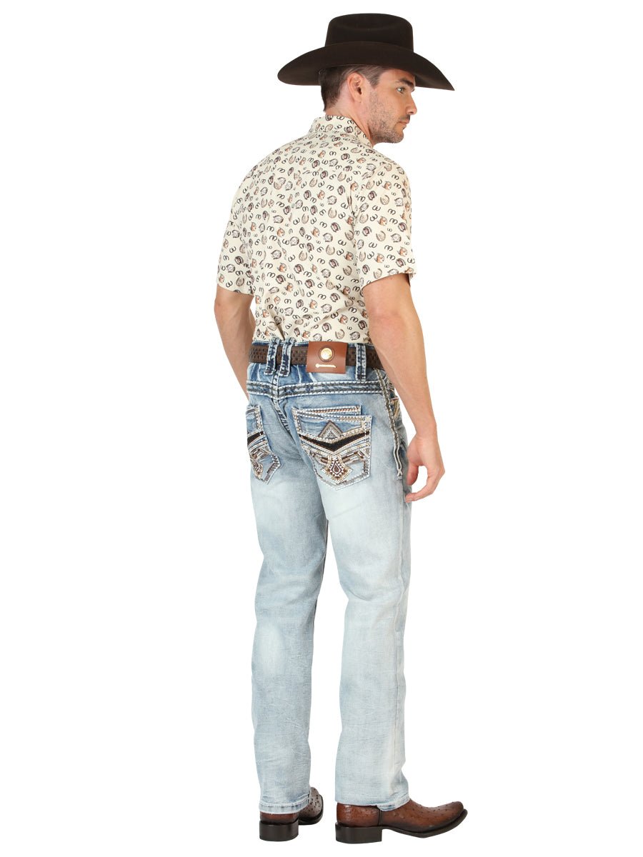 Centenario Men's Premium Denim Boot Cut Pants - Medium Blue 45533 - Diana Zapateria Inc