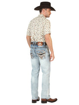 Centenario Men's Premium Denim Boot Cut Pants - Medium Blue 45533 - Diana Zapateria Inc