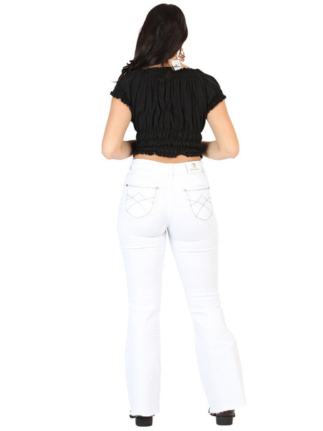 Centenario Women's White Bootcut Denim Jeans 45545 - Diana Zapateria Inc
