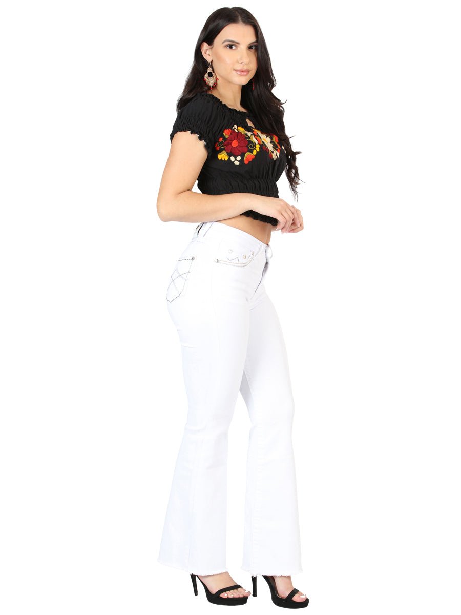 Centenario Women's White Bootcut Denim Jeans 45545 - Diana Zapateria Inc