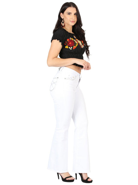 Centenario Women's White Bootcut Denim Jeans 45545 - Diana Zapateria Inc