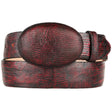 Genuine Teju Lizard Leather Western Belt Black Cherry Color - Los Altos Boots - Front View