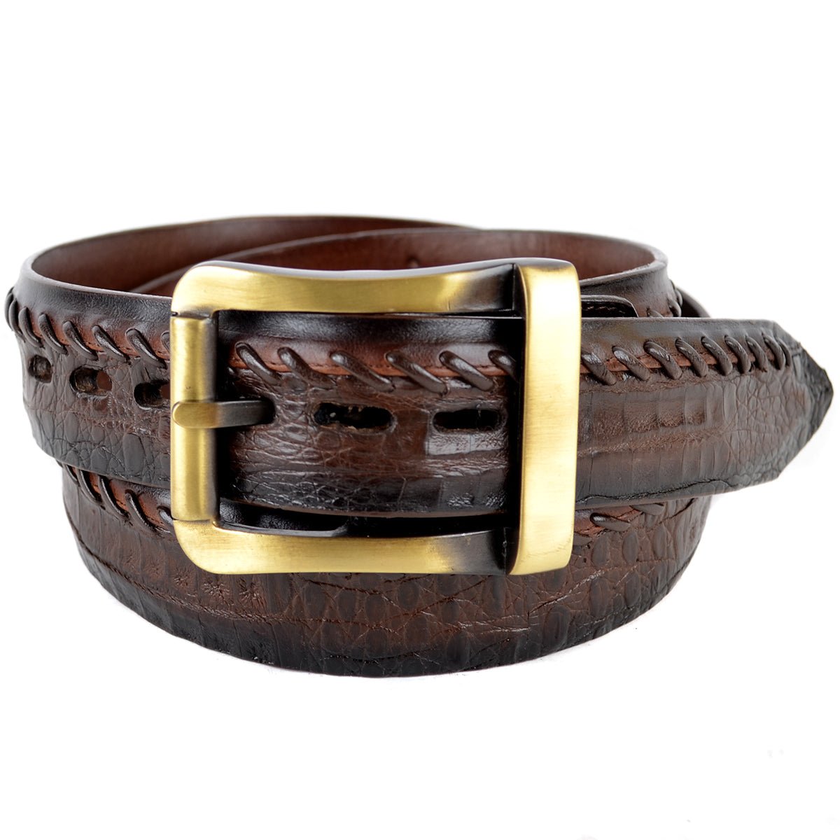 Cinto Casual de Panza de Caiman Original Color Cafe - Los Altos Boots - Los Altos Boots