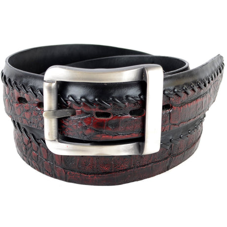 Cinto Casual de Panza de Caiman Original Color Negro Rojizo - Los Altos Boots - Los Altos Boots