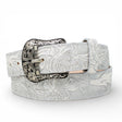 Cinto de Piel Estampado Cincelado Plata con Hebilla Metálica Texas - TMB207114 - Tanner Mark Boots