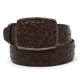 Genuine Ostrich Leather Western Belt Brown Color - Los Altos Boots - Front View