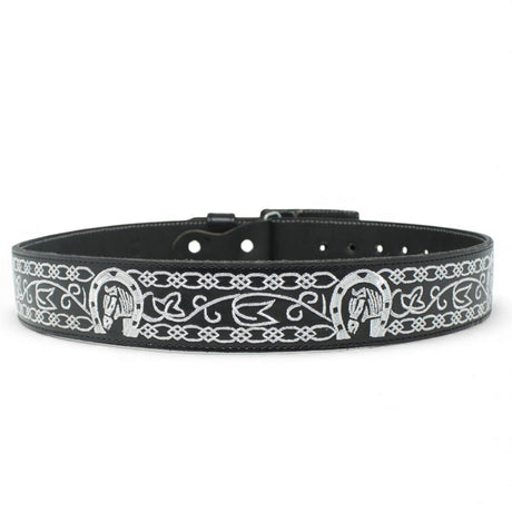 Cinto Vaquero de Cuero Original con Bordado Color Negro con Herradura WD - 1544 - White Diamonds Boots