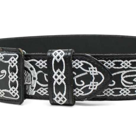 Cinto Vaquero de Cuero Original con Bordado Color Negro con Herradura WD - 1544 - White Diamonds Boots