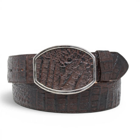 Cinto Vaquero de Piel Original Grabado de Cocodrilo Hebilla Metal- La Careta - La Carreta