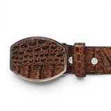 Cinto Vaquero de Piel Original Grabado de Cocodrilo Hebilla Metal- La Careta - La Carreta