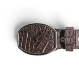 Cinto Vaquero de Piel Original Grabado de Cocodrilo Hebilla Metal- La Careta - La Carreta