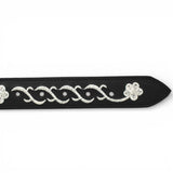 Cinto Vaquero Negro para Mujer de Piel Crazy Original Con Flores Bordados - TMLB201353 - Tanner Mark Boots