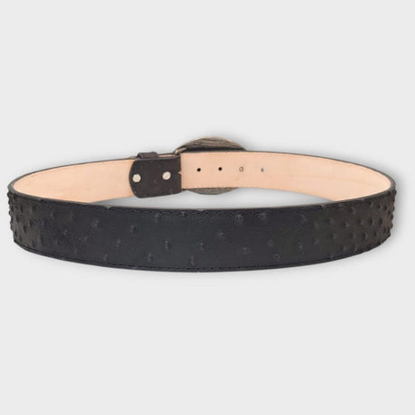 Cinto Vaquero para Hombre de Piel Grabado Tipo Avestruz 2 Pulgadas Color Negro – Hooch Boots HC - 126 - Hooch Boots