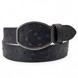 Cinto Vaquero para Hombre de Piel Grabado Tipo Avestruz 2 Pulgadas Color Negro – Hooch Boots HC - 126 - Hooch Boots