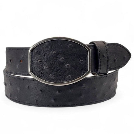 Cinto Vaquero para Hombre de Piel Grabado Tipo Avestruz 2 Pulgadas Color Negro – Hooch Boots HC - 126 - Hooch Boots