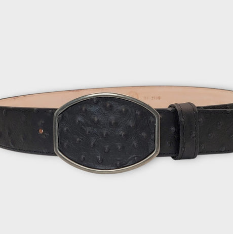 Cinto Vaquero para Hombre de Piel Grabado Tipo Avestruz 2 Pulgadas Color Negro – Hooch Boots HC - 126 - Hooch Boots