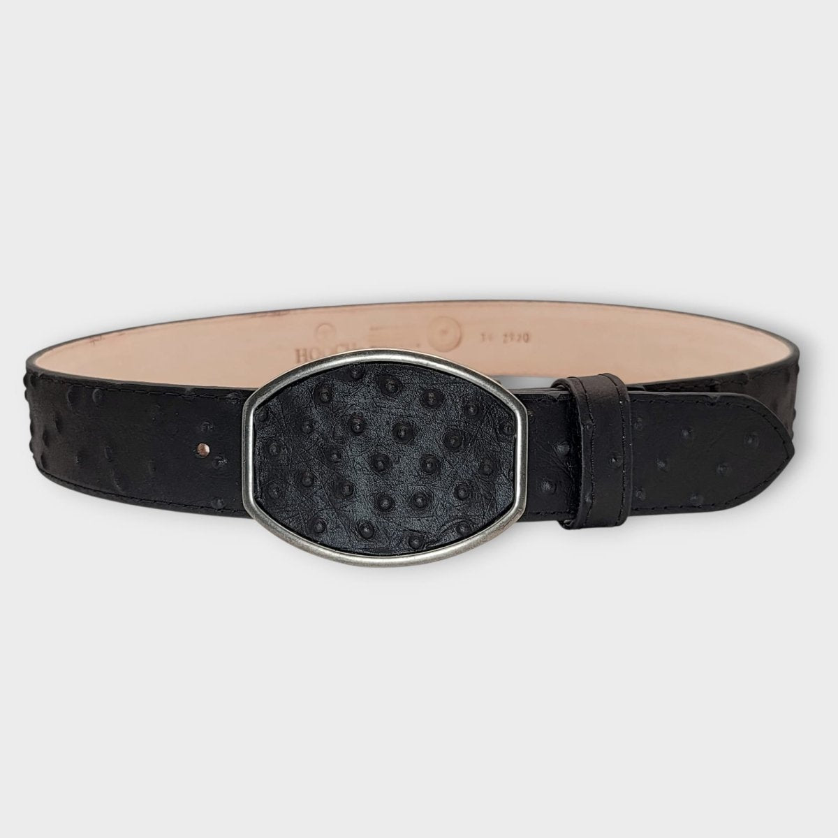 Cinto Vaquero para Hombre de Piel Grabado Tipo Avestruz 2 Pulgadas Color Negro – Hooch Boots HC - 126 - Hooch Boots