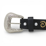 Cinto Vaquero para Mujer de Gamuza Negro Original Con Rosas - TMLB205169 - Tanner Mark Boots