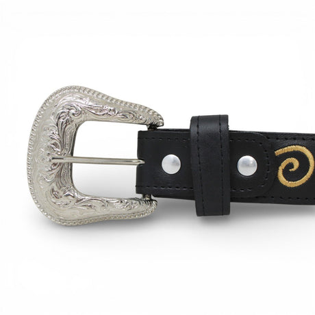 Cinto Vaquero para Mujer de Gamuza Negro Original Con Rosas - TMLB205169 - Tanner Mark Boots