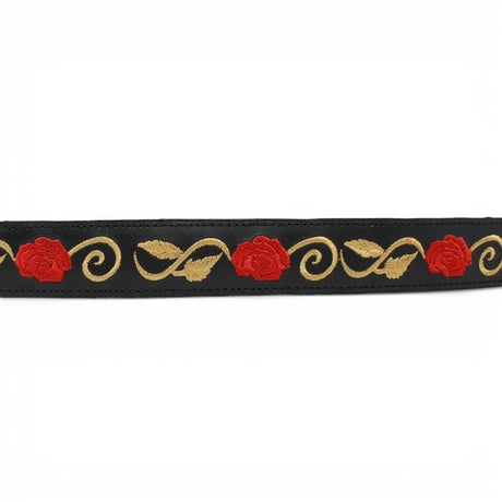 Cinto Vaquero para Mujer de Gamuza Negro Original Con Rosas - TMLB205169 - Tanner Mark Boots