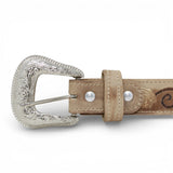 Cinto Vaquero para Mujer de Gamuza Original Con Rosas - TMLB205062 - Tanner Mark Boots