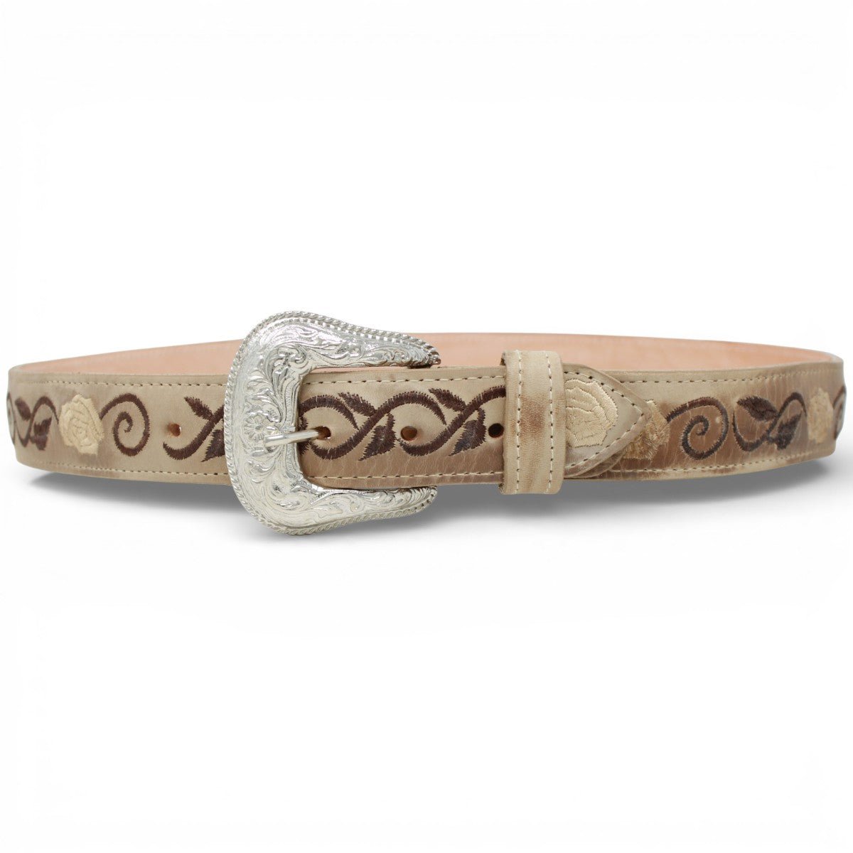 Cinto Vaquero para Mujer de Gamuza Original Con Rosas - TMLB205062 - Tanner Mark Boots