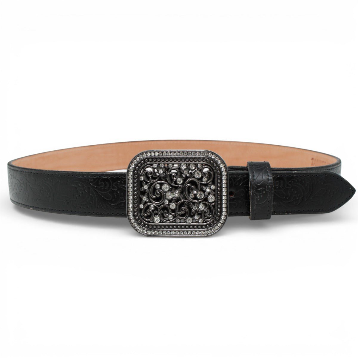 Cinto Vaquero para Mujer de Piel Cincelado Negro - TMLB200203 - Tanner Mark Boots