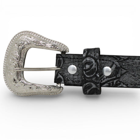 Cinto Vaquero para Mujer de Piel Cincelado Negro - TMLB205304 - Tanner Mark Boots