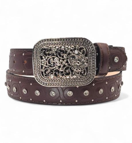 Cinto Vaquero para Mujer de Piel con Brillantes Rhinestones 1.5" Estilo Western – Hooch Boots HC - 115 - Hooch