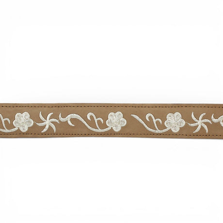 Cinto Vaquero para Mujer de Piel Crazy Original Con Flores Bordados - TMLB200759 - Tanner Mark Boots