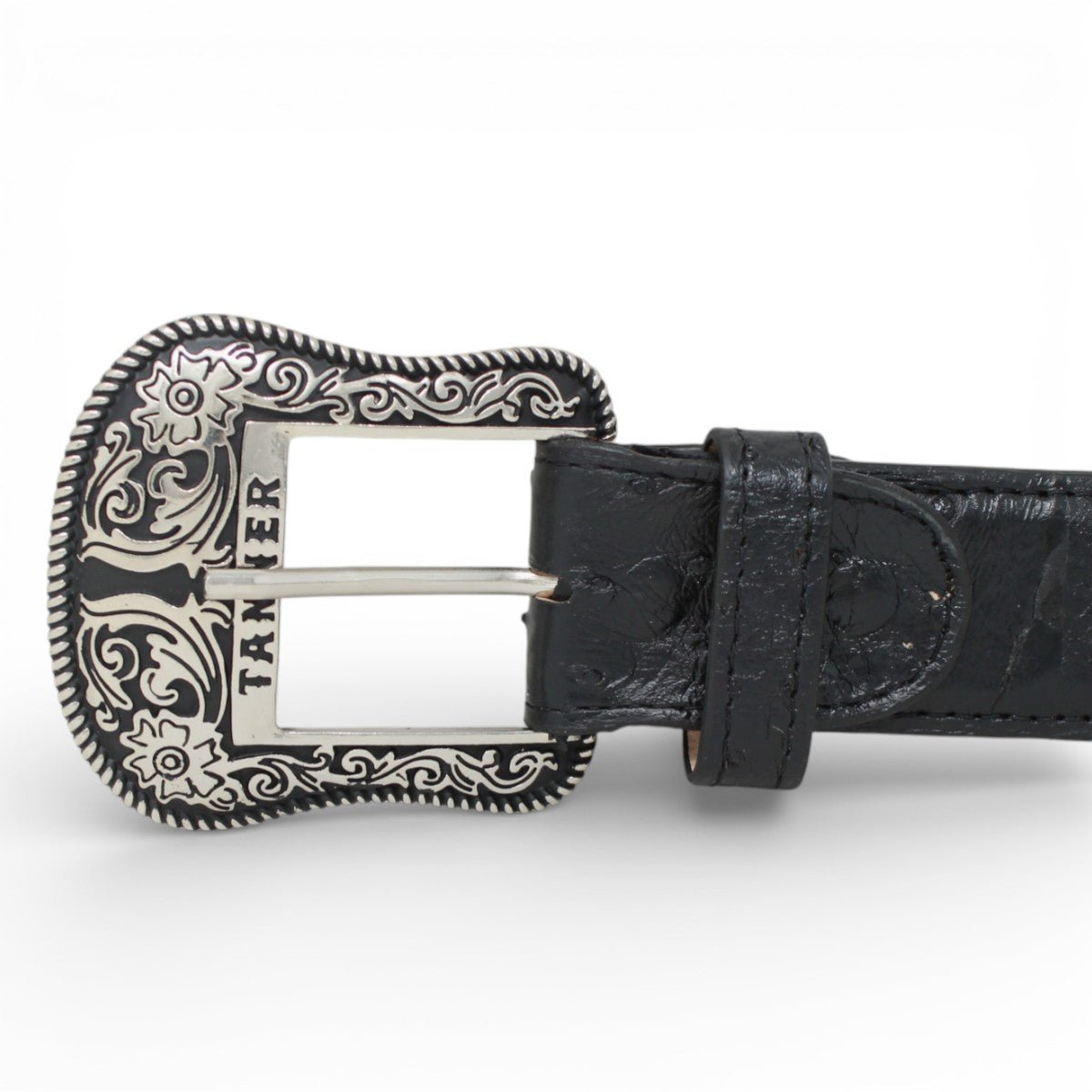 Cinturón de Avestruz Con Hebilla Metálica Texas Negro - TMXB100152 - Tanner Mark Boots