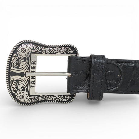 Cinturón de Avestruz Con Hebilla Metálica Texas Negro - TMXB100152 - Tanner Mark Boots