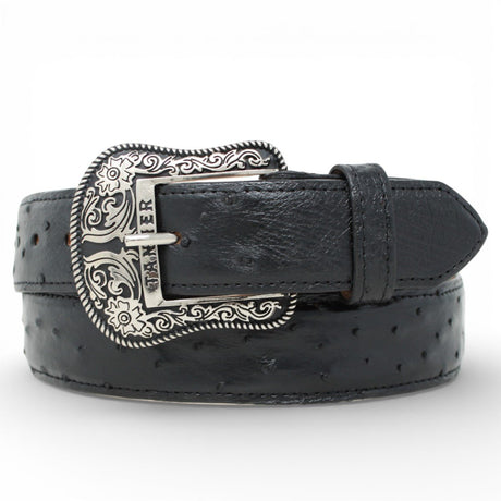 Cinturón de Avestruz Con Hebilla Metálica Texas Negro - TMXB100152 - Tanner Mark Boots
