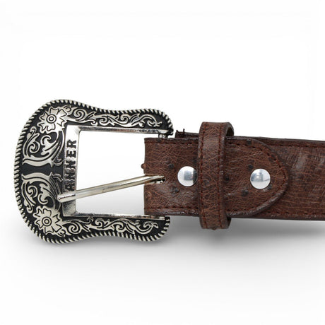 Cinturón de Avestruz Con Hebilla Metálica Texas Tabacco - TMXB200497 - Tanner Mark Boots