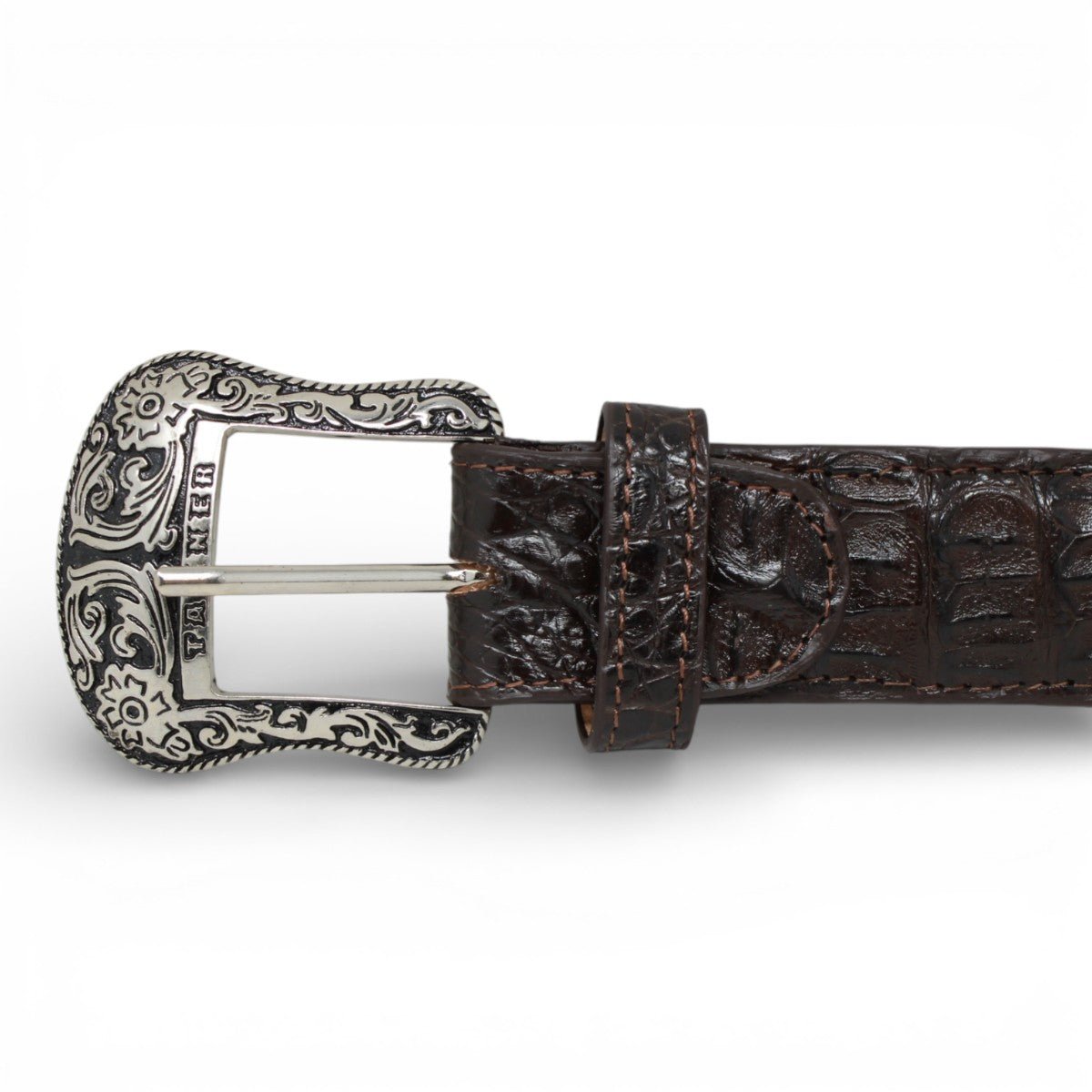 Cinturón de Caiman Cafe Con Hebilla Metálica Texas - TMXB100160 - Tanner Mark Boots