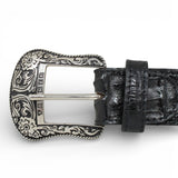 Cinturón de Caiman Negro Con Hebilla Metálica Texas - TMXB100159 - Tanner Mark Boots