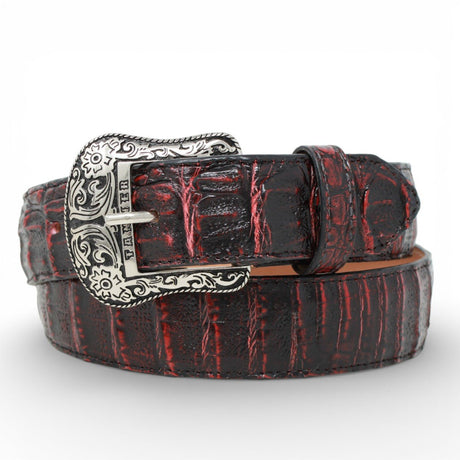 Cinturón de Caiman Negro Rojizo Con Hebilla Metálica Texas - TMXB200352 - Tanner Mark Boots
