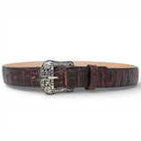 Cinturón de Caiman Negro Rojizo Con Hebilla Metálica Texas - TMXB200352 - Tanner Mark Boots