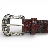 Cinturón de Caiman Negro Rojizo Con Hebilla Metálica Texas - TMXB200352 - Tanner Mark Boots