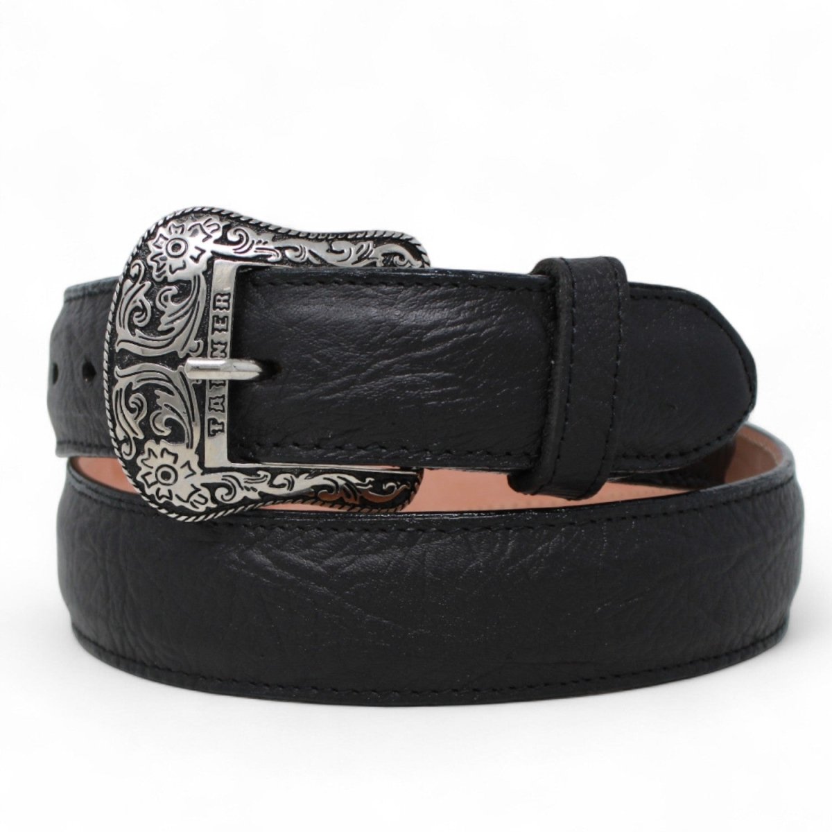 Cinturón de Cuello de Toro con Hebilla Metálica Texas Negro - Tanner Mark Boots