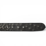 Cinturón de Piel con Estampado de Avestruz Negro y Gris con Hebilla Metálica Texas - TMB205578 - Tanner Mark Boots