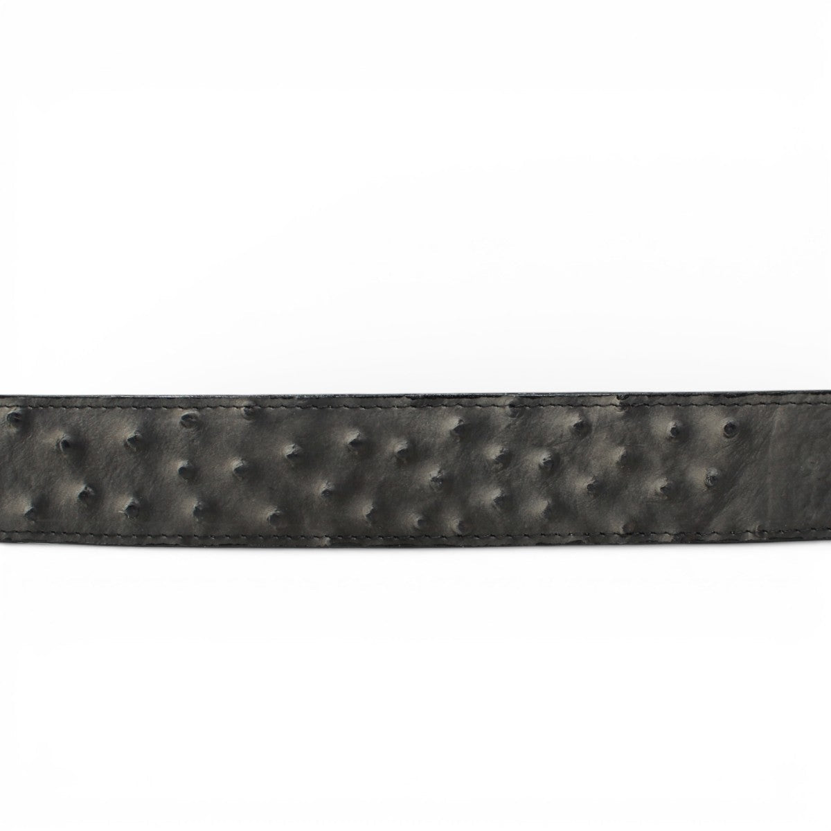 Cinturón de Piel con Estampado de Avestruz Negro y Gris con Hebilla Metálica Texas - TMB205578 - Tanner Mark Boots